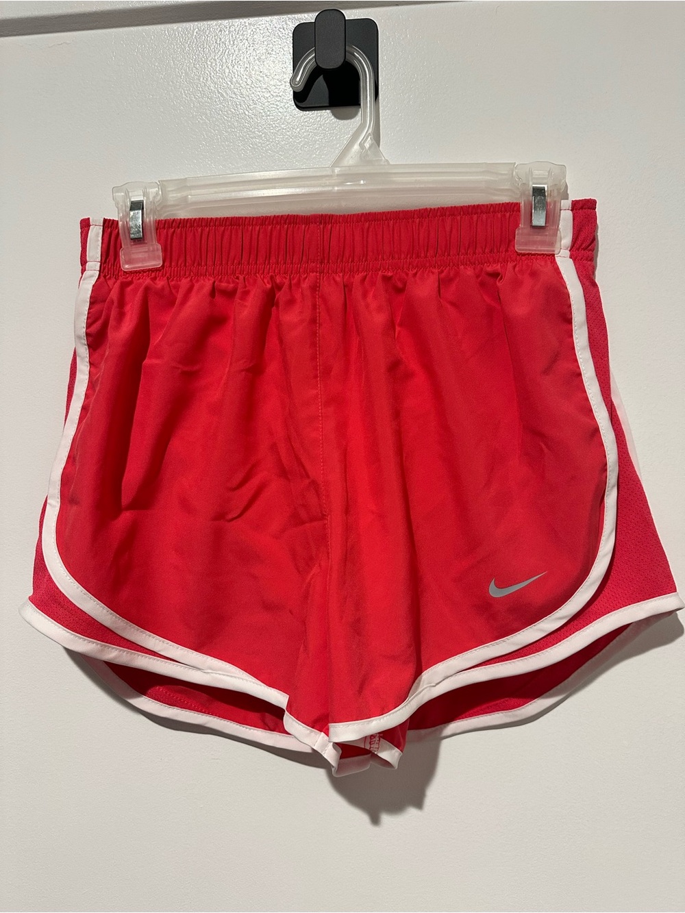 Nike Red Women's Athletic Shorts with White Trim